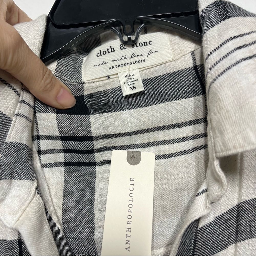 Anthropologie Cloth & Stone Hannah Midi Shirtdress in Black and White XS NWT - Picture 6 of 15